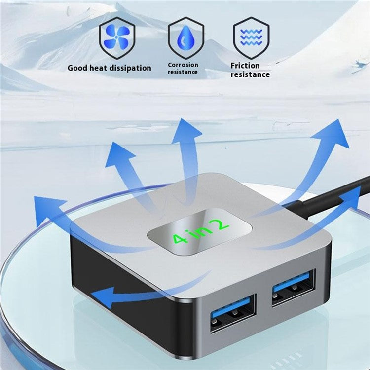 2320 USB+Type-C Expansion Hub to 4 X USB 3.2 Female Ports 10Gbps Data Transfer Adapter