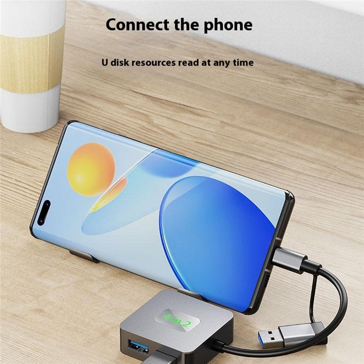 2320 USB+Type-C Expansion Hub to 4 X USB 3.2 Female Ports 10Gbps Data Transfer Adapter