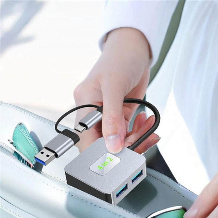 2320 USB+Type-C Expansion Hub to 4 X USB 3.2 Female Ports 10Gbps Data Transfer Adapter