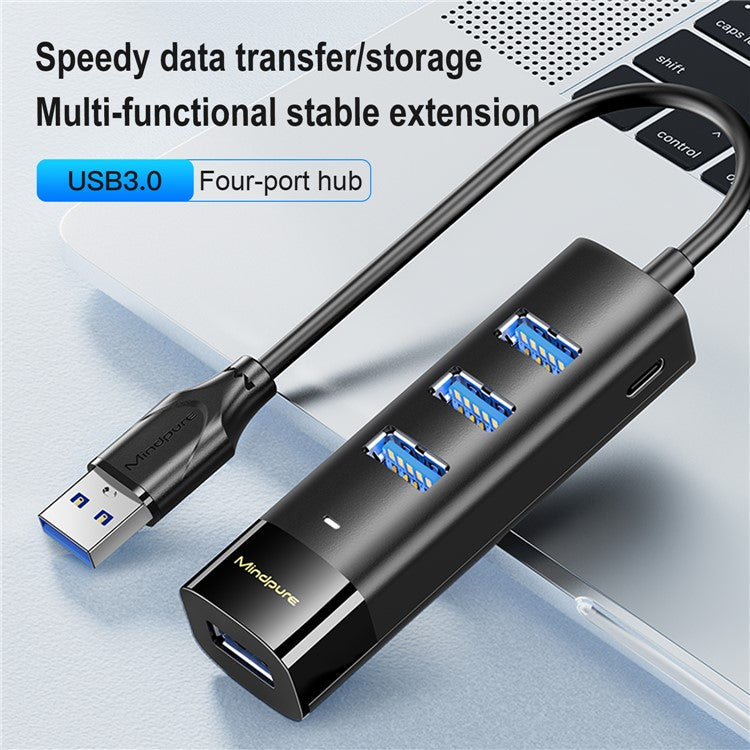 MINDPURE US022 1m USB-A to USB 3.0 4-Port Hub High Speed Data Transfer Laptop Docking Station