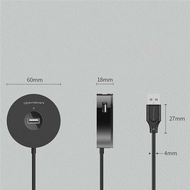 MINDPURE US018 1.5m USB to 4 X USB2.0 Docking Station Laptop Computer USB Hub Adapter - Black