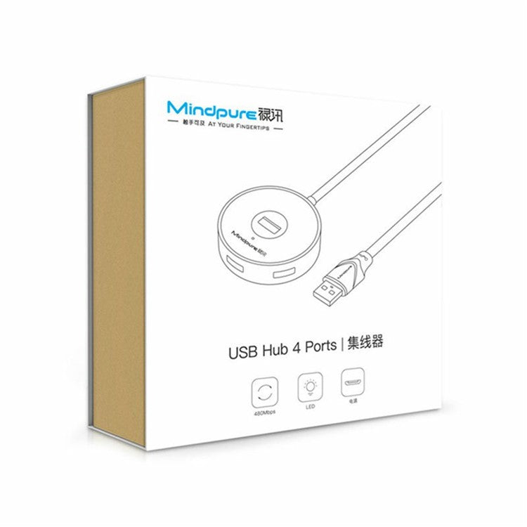 MINDPURE US018 1m USB to 4 X USB2.0 Docking Station Laptop Computer USB Hub Adapter - White