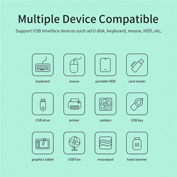 MINDPURE US018 0.3m USB to 4 X USB2.0 Docking Station Laptop Computer USB Hub Adapter - White