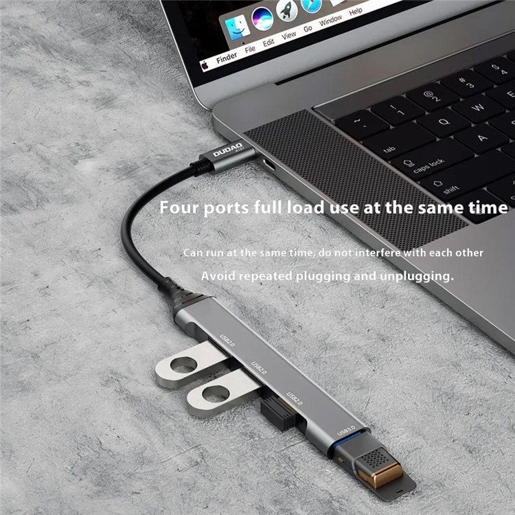 DUDAO A16T 4-Port USB Hub Aluminum Alloy Docking Station, 3x USB 2.0 + 1x USB 3.0 Ports - USB Port