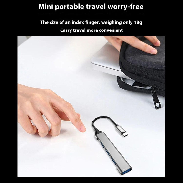 DUDAO A16T 4-Port USB Hub Aluminum Alloy Docking Station, 3x USB 2.0 + 1x USB 3.0 Ports - USB Port