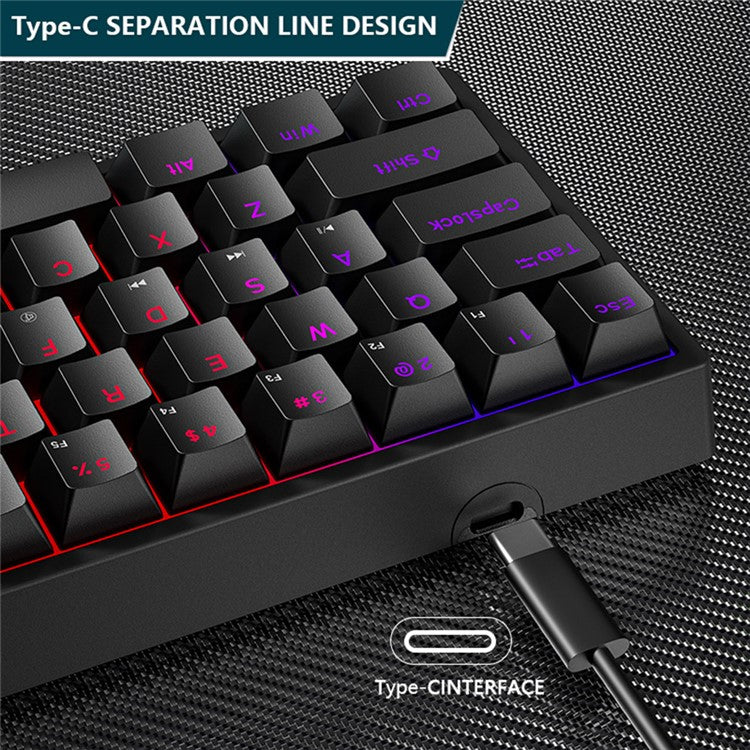 Y-FRUITFUL K33 61 Keys Type C Hot Swappable Mechanical Gaming Keyboard with RGB Light - Blue