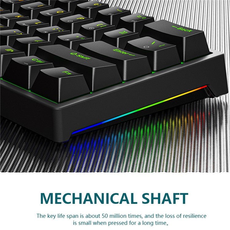 Y-FRUITFUL K33 61 Keys Type C Hot Swappable Mechanical Gaming Keyboard with RGB Light - Blue
