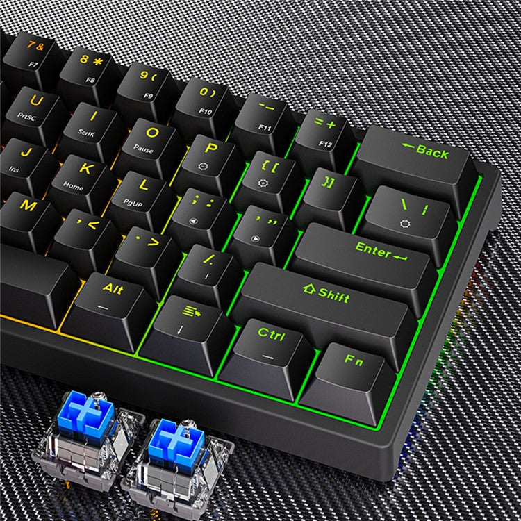 Y-FRUITFUL K33 61 Keys Type C Hot Swappable Mechanical Gaming Keyboard with RGB Light - Blue