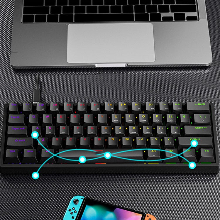 Y-FRUITFUL K33 61 Keys Type C Hot Swappable Mechanical Gaming Keyboard with RGB Light - Blue