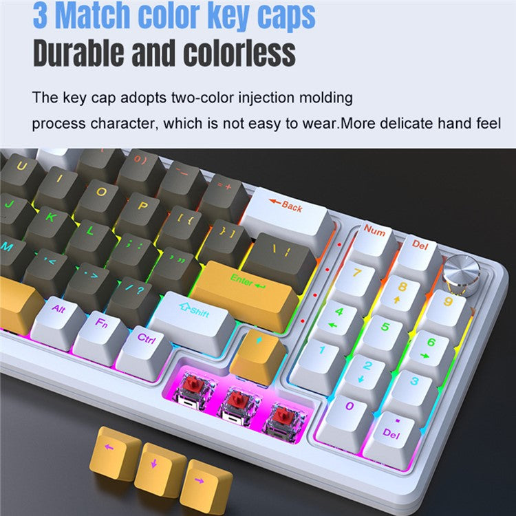 Y-FRUITFUL K78 Mechanical Keyboard 78 Keys RGB Backlit Wired Gaming Office Computer Keyboard - White
