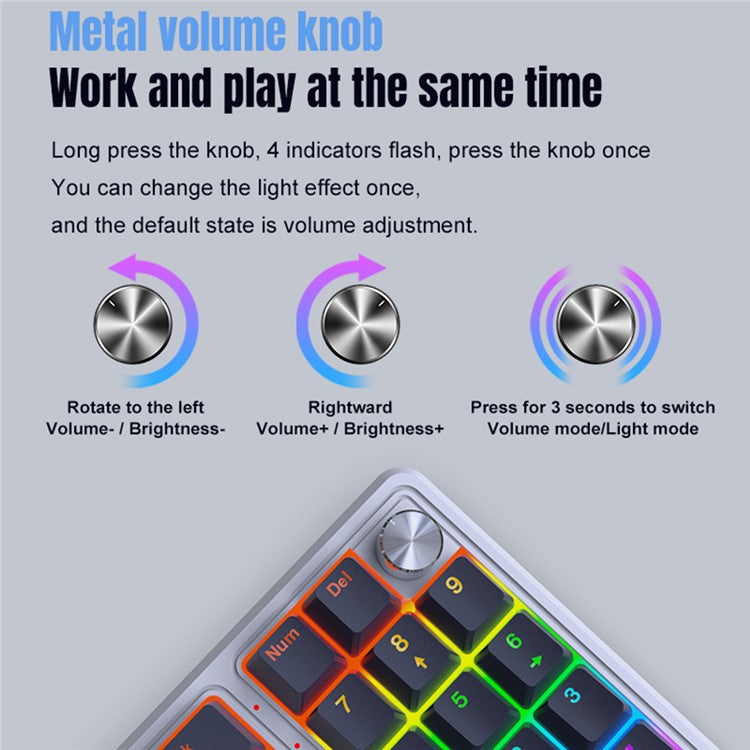 Y-FRUITFUL K78 Mechanical Keyboard 78 Keys RGB Backlit Wired Gaming Office Computer Keyboard - White