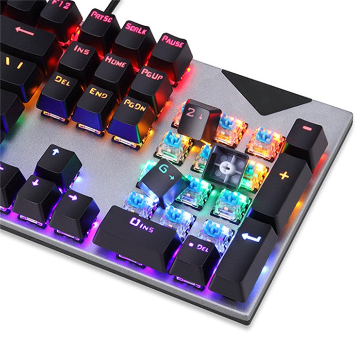 Y-FRUITFUL K137 Wired Mechanical Keyboard 104 Keys RGB Backlit Blue / Red Switch Gaming Keyboard - Black