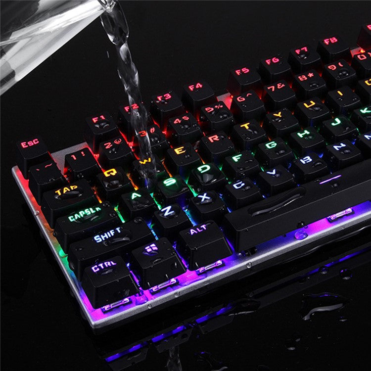Y-FRUITFUL K137 Wired Mechanical Keyboard 104 Keys RGB Backlit Blue / Red Switch Gaming Keyboard - Black
