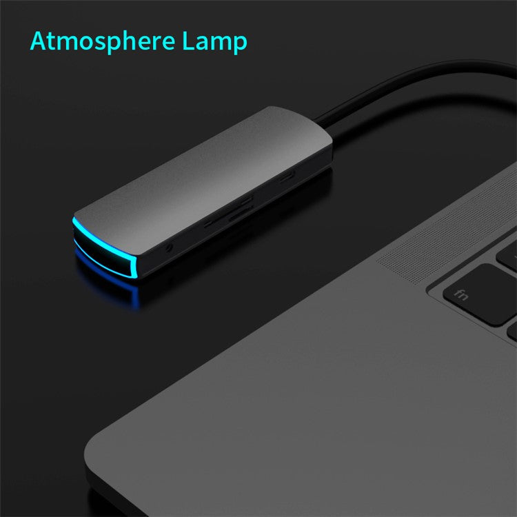 SEEWEI Mate8 8-IN-1 Type-C HUB TYPE-C to USB3.0*3+SD+TF+HDMI+Audio 3.5mm+PD Multi-function HUB - Grey