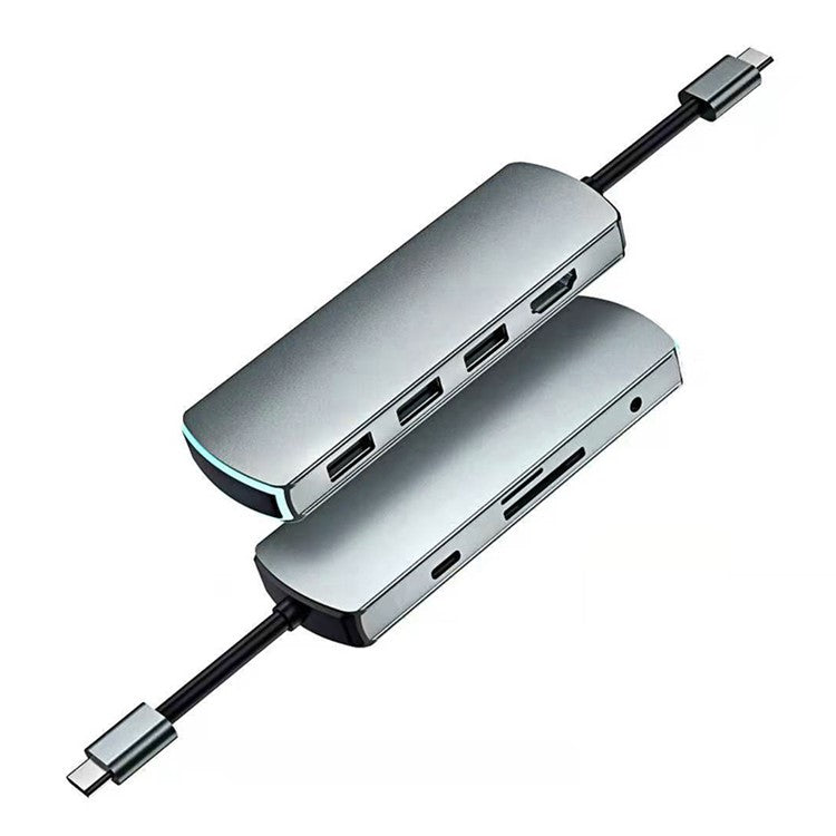 SEEWEI Mate8 8-IN-1 Type-C HUB TYPE-C to USB3.0*3+SD+TF+HDMI+Audio 3.5mm+PD Multi-function HUB - Grey