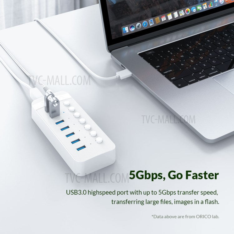 ORICO CT2U3-7AB ABS Multi-port USB3.0 HUB with Individual Switches