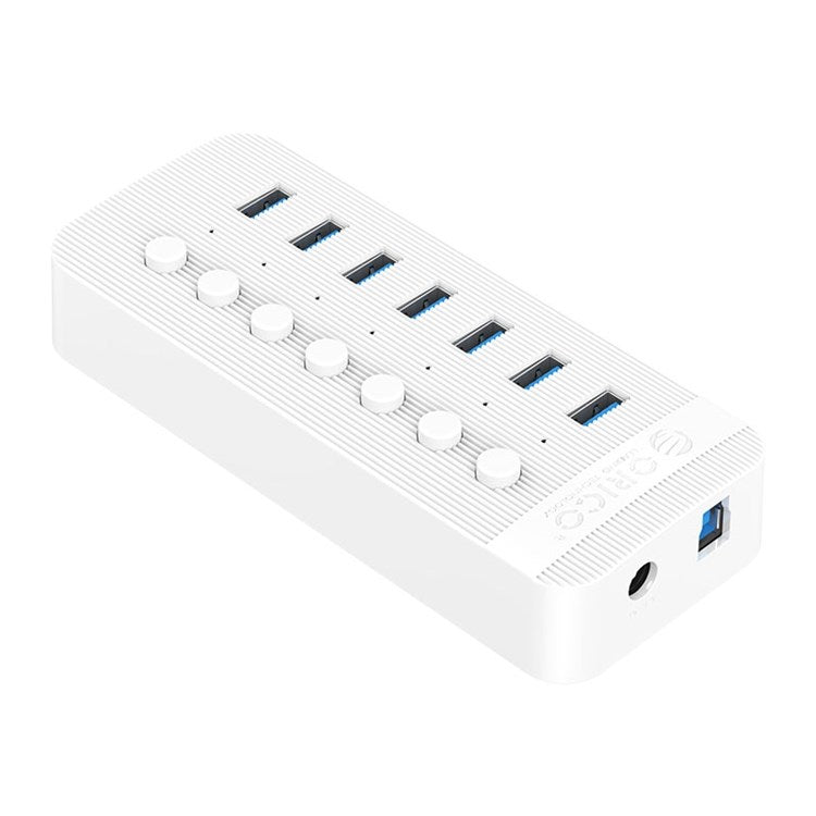 ORICO CT2U3-7AB ABS 7 Port USB3.0 5Gbps High Speed USB Hub 2.4A Charging Splitter with Individual Switches - EU Plug