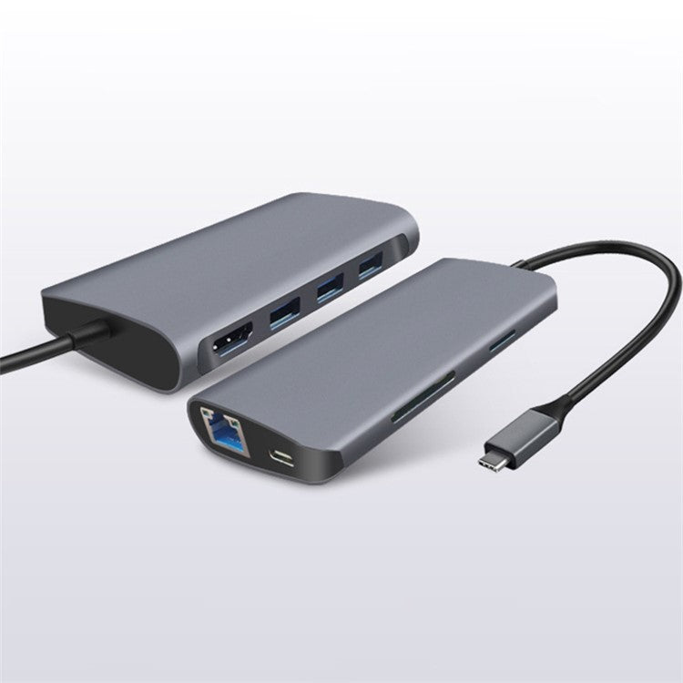 8-in-1 Type C Hub Adapter USB 3.0 RJ45 SD/TF Card Reader HDMI Type-C Port Docking Station