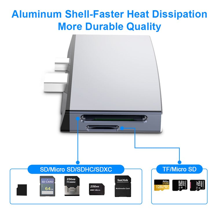 ROCKETEK SH759 USB3.0 Hub 4K HDMI USB Splitter Adapter SD/TF Card Reader for Microsoft Surface Pro 4/5/6