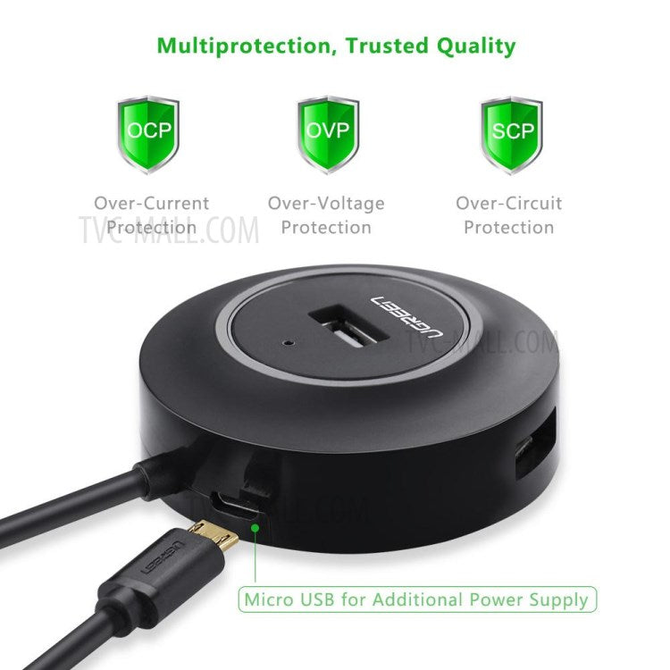 UGREEN 20277 4 Ports USB 2.0 Hub 480Mbps Data Transfer Adapter