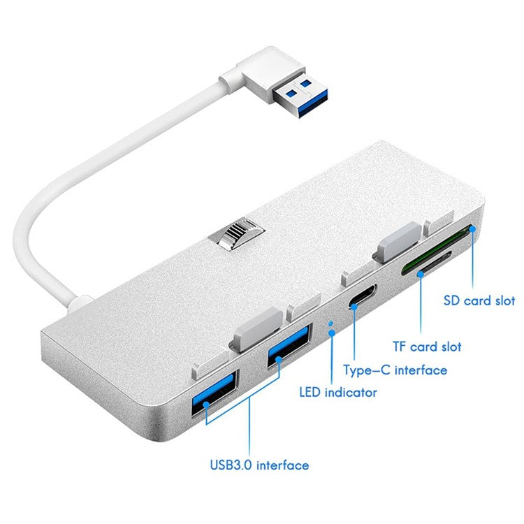ROCKETEK HC413 5 in 1 USB Hub USB to USB3.0x2/Type-C/TF/SD Adapter Cable Docking Station for iMac