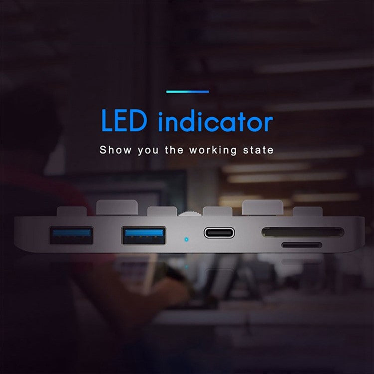 ROCKETEK HC413 5 in 1 USB Hub USB to USB3.0x2/Type-C/TF/SD Adapter Cable Docking Station for iMac