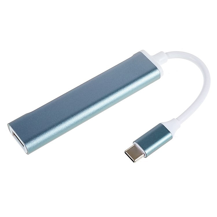 USB-C 5-in-1 Hub Splitter 3 x USB3.0 5Gbps High Speed TF SD Card Reader Adapter - Blue