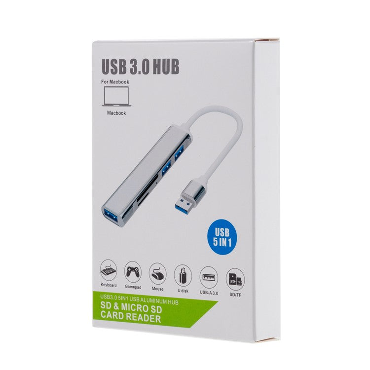 USB 3.0 5-in-1 Hub Splitter 3 x USB3.0 5Gbps High Speed Transmission TF SD Card Reader Adapter