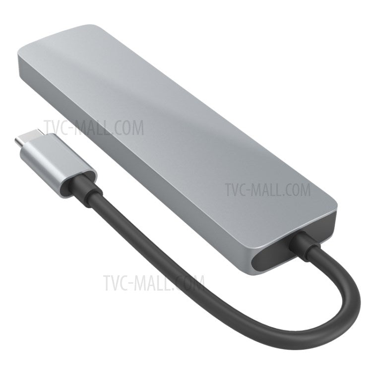 HC-13 Type-C 6-in-1 Hub Splitter 4K HDMI USB3.0 / 2.0 TF SD Card Reader Laptop Adapter Docking Station