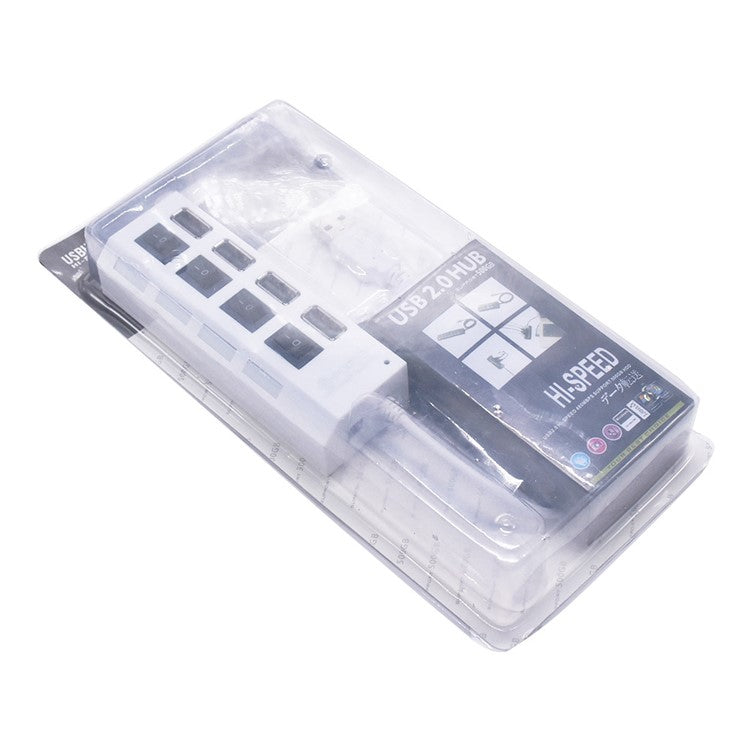 A42 High Speed USB2.0 4-Port USB Hub Splitter with Independent Switch - White