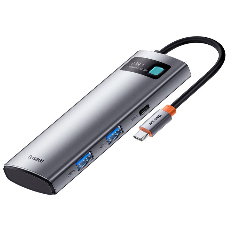 BASEUS Metal Gleam Series 7-in-1 Multifunctional Type-C Hub Docking Station - Grey