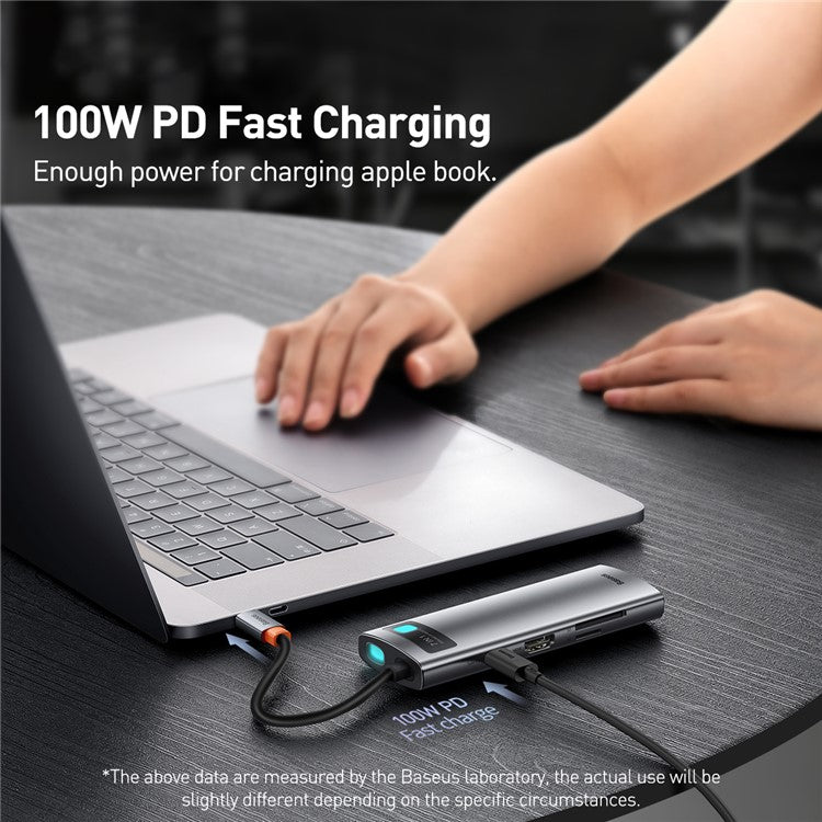 BASEUS Metal Gleam Series 7-in-1 Multifunctional Type-C Hub Docking Station - Grey