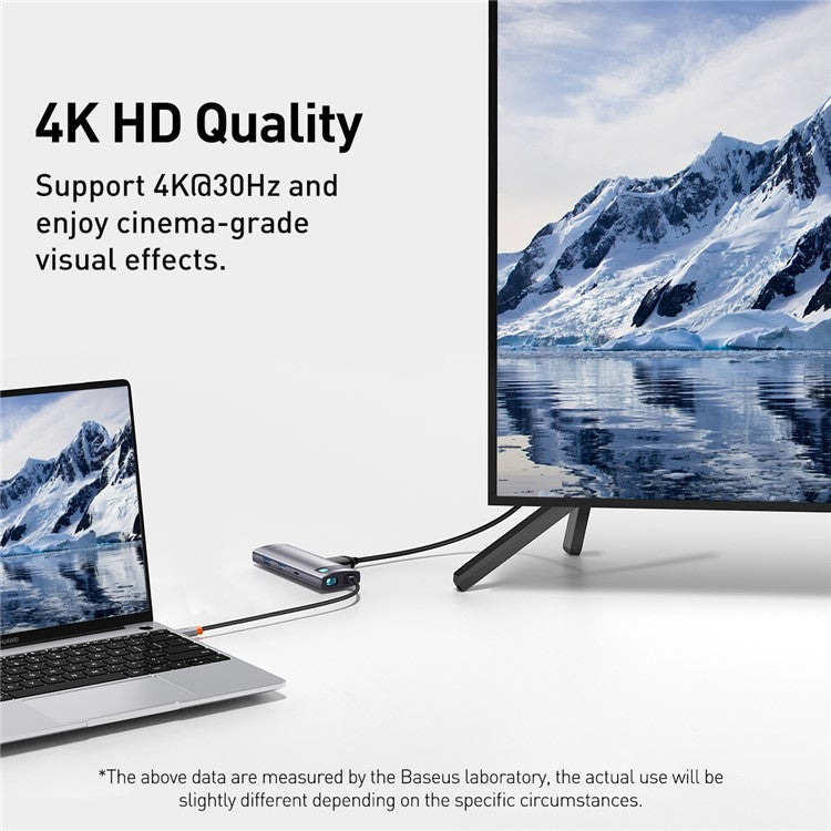 BASEUS Metal Gleam Series 7-in-1 Multifunctional Type-C Hub Docking Station - Grey