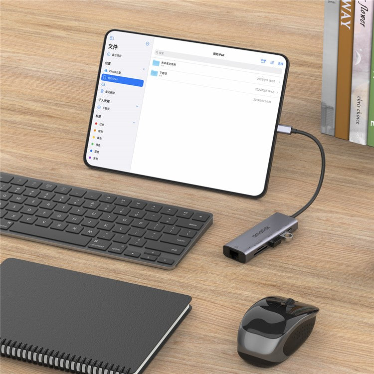 AMALINK AL-95122D 6 in 1 Type C Hub TF Card Reader USB 2.0+3.0 PD 3.0 RJ45 Adapter Up to 85W Power Delivery