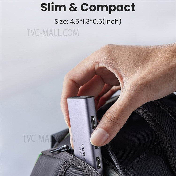 UGREEN 60383 6-in-1 USB C Hub to 3 USB3.0 HD Slim Docking Station Multi-port Hub Adapter for MacBook Pro Support 4K@60Hz/5Gbps Transmission