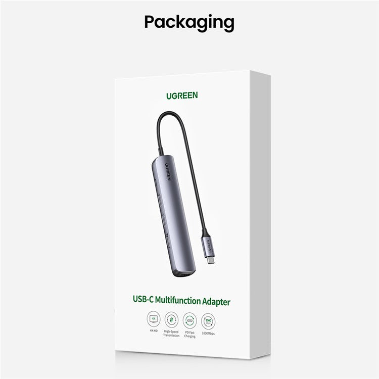 UGREEN USB C Hub Type C 3.1 to 4K HD RJ45 PD Converter USB 3.0 Adapter for MacBook Air Pro 2020 PC Support 5Gbps Data Transmission