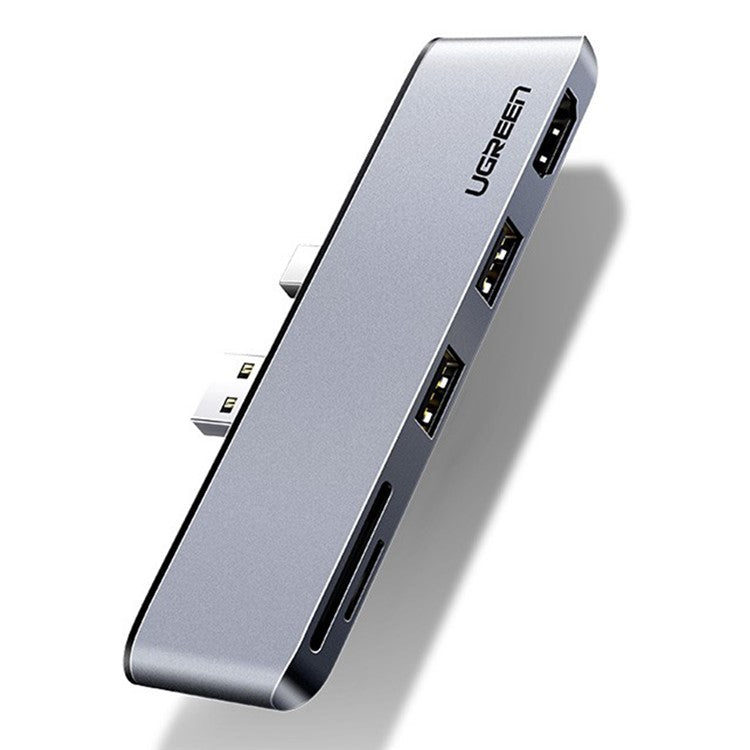 UGREEN USB Docking Station for Surface Pro 4/5/6 Aluminum USB 3.0 Hub Adapter 5-in-1 Mini DP to HD 4K Dual USB 3.0 SD/TF Card Reader