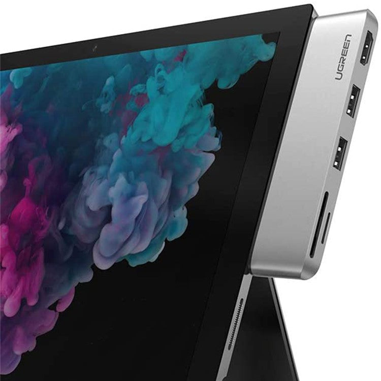 UGREEN USB Docking Station for Surface Pro 4/5/6 Aluminum USB 3.0 Hub Adapter 5-in-1 Mini DP to HD 4K Dual USB 3.0 SD/TF Card Reader