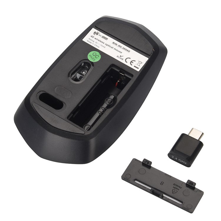 MCSAITE MC-369AG Wireless Type-C Mouse 800 / 1200 / 1600DPI Mini Gaming Mice Office Home Business Style Mouse with USB-C Interface