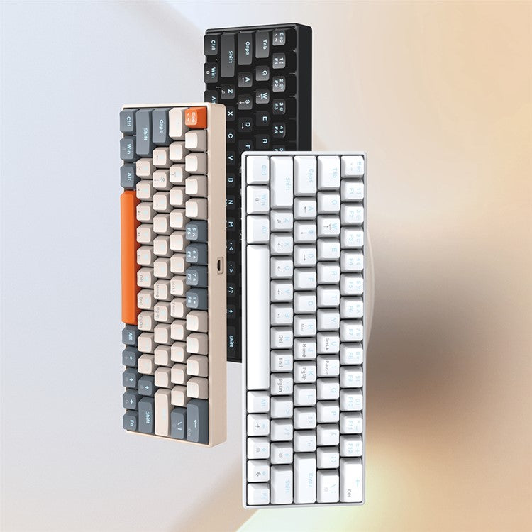 T-WOLF T60 USB Wired Gaming Keyboard RGB Backlit Mechanical Gaming Keyboard 63 Keys for Desktop PC - White