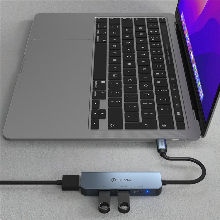 DEVIA EC136 Leopard Series 4-in-1 Hub Adapter Type-C to PD+USB2.0+USB3.0+HD Docking Station (Updated)
