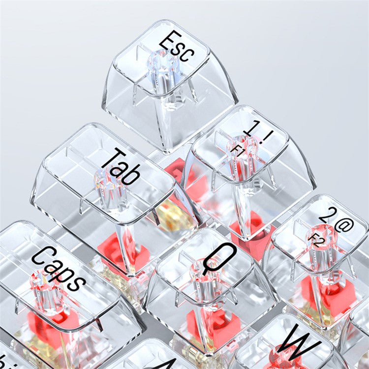 T-WOLF T40 150cm Wired Mechanical Keyboard with Clear Keycaps - Transparent Red