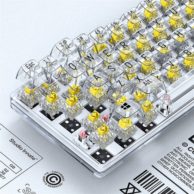 T-WOLF T40 150cm Wired Mechanical Keyboard with Clear Keycaps - Transparent Red