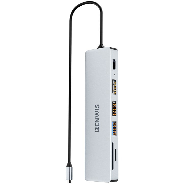 BENWIS MP-HUB-2 7-in-1 Hub Adapter Type-C to PD 100W+USB2.0x2+USB3.0+TF / SDXC+HD 4K 30Hz