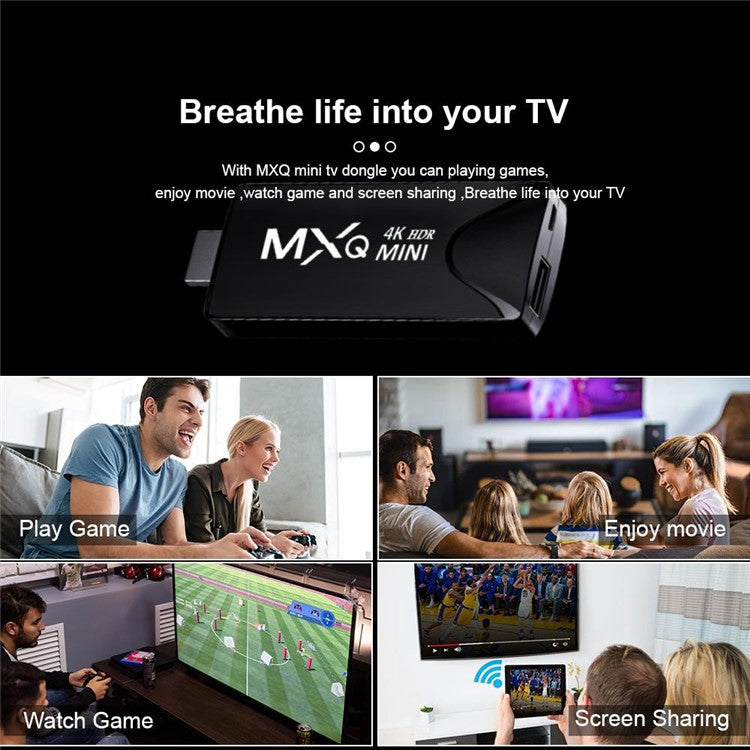 MXQ Mini 4K TV Stick Android 10 2.4G Wireless Receiver for TV Box Youtube Netflix
