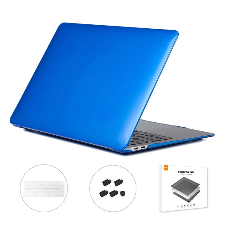 ENKAY Matte PC Case + Ultra-slim TPU Keyboard Film + Anti-Dust Plugs 3-IN-1 Set for MacBook Air 13 inch (2018-2018) A1932 (EU Version) - Dark Blue