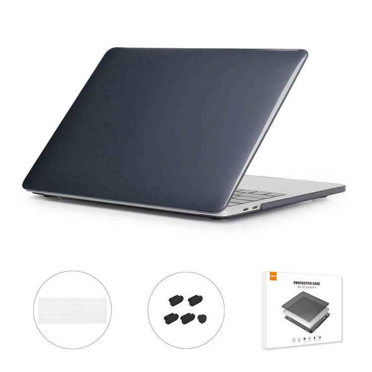 ENKAY PC Cover + Keyboard Protector + Anti-Dust Plugs for MacBook Pro 13 inch with Touch Bar (2016) A1706/(2018) A1989/(2019) A2159 (EU Version) - Black