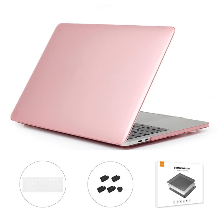 ENKAY PC Cover + Keyboard Protector + Anti-Dust Plugs for MacBook Pro 13 inch with Touch Bar (2016) A1706/(2018) A1989/(2019) A2159 (EU Version) - Pink