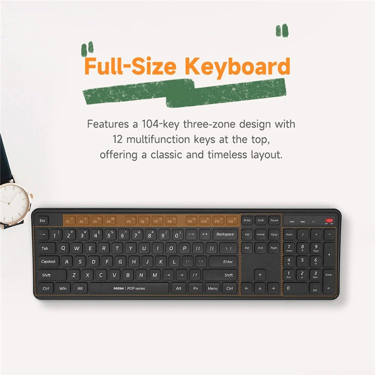 XIAOMI YOUPIN MIIIW MW24PB03 2.4G Wireless Keyboard Mouse Set Computer Mute Keyboard + Mouse, 3rd Gen - Black