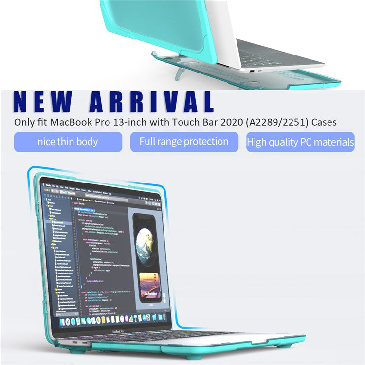 Hard PC Laptop Case Sleeve Notebook Computer Cover with Supporting Stand for MacBook Pro 13'' A2251 / A2289 / A2338 - Blue